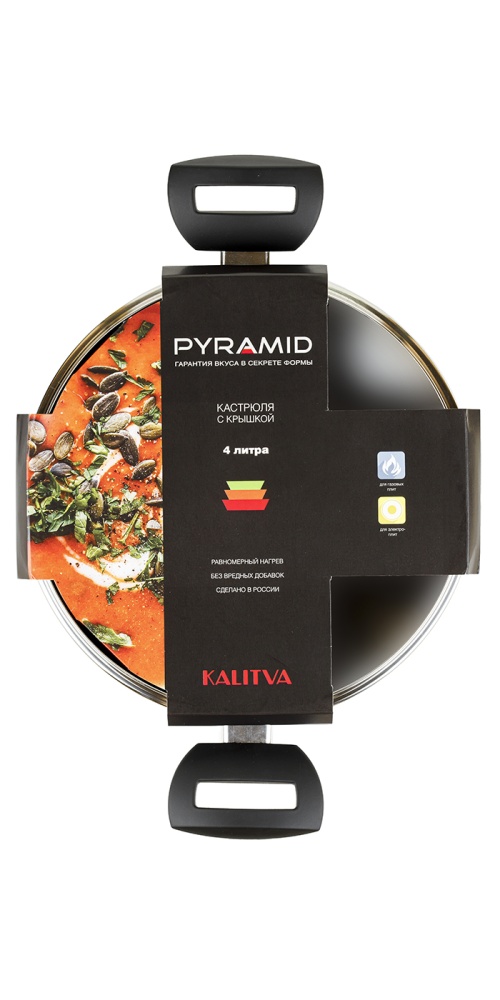 картинка Кастрюля Pyramid, Øр 24 см,  объем 4 л со стеклянной крышкой от торговой марки Калитва ТМ