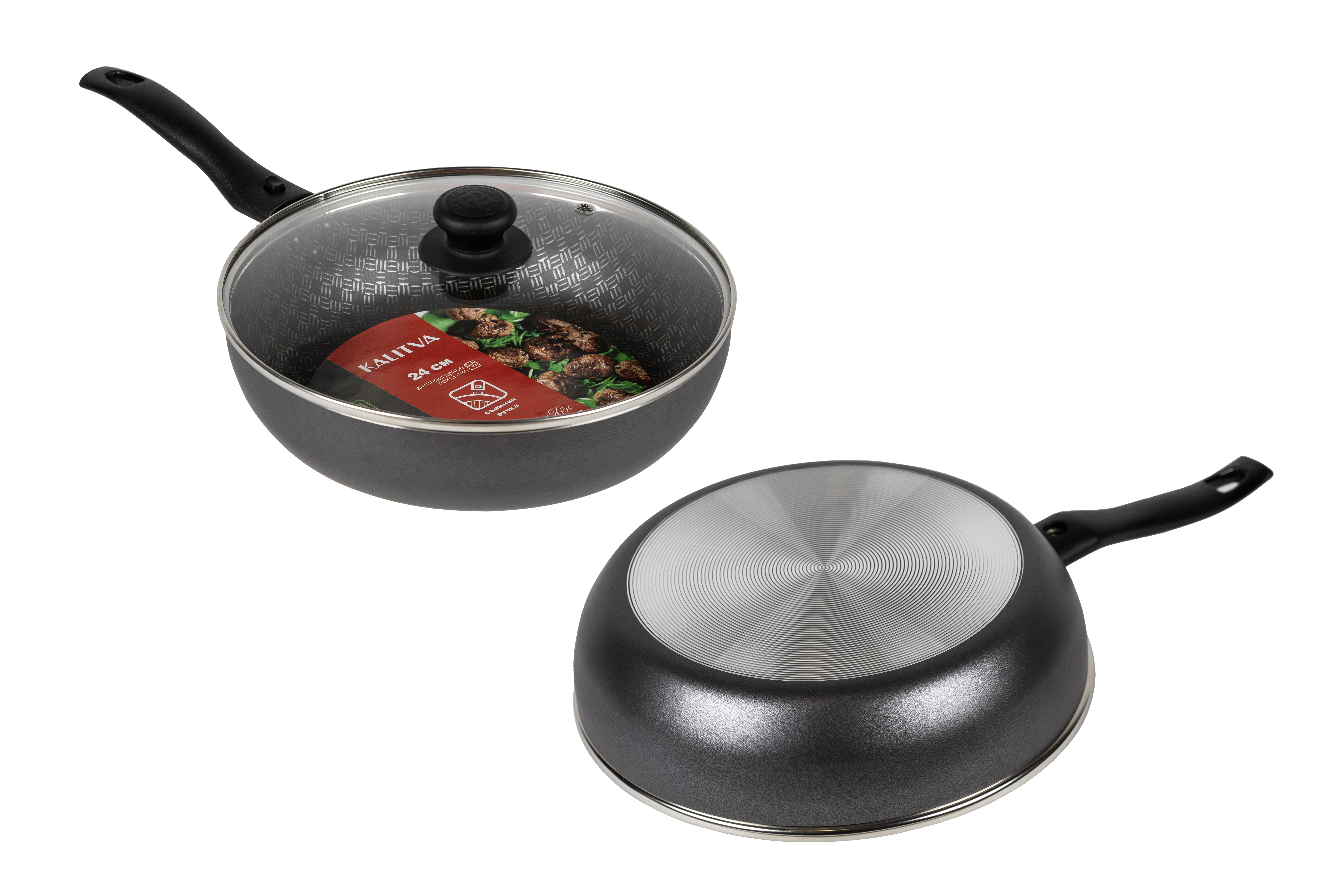 картинка Сотейник LINUM (Лён) Ø 24 см - 1 съемная ручка, стеклянная крышка от торговой марки Калитва ТМ