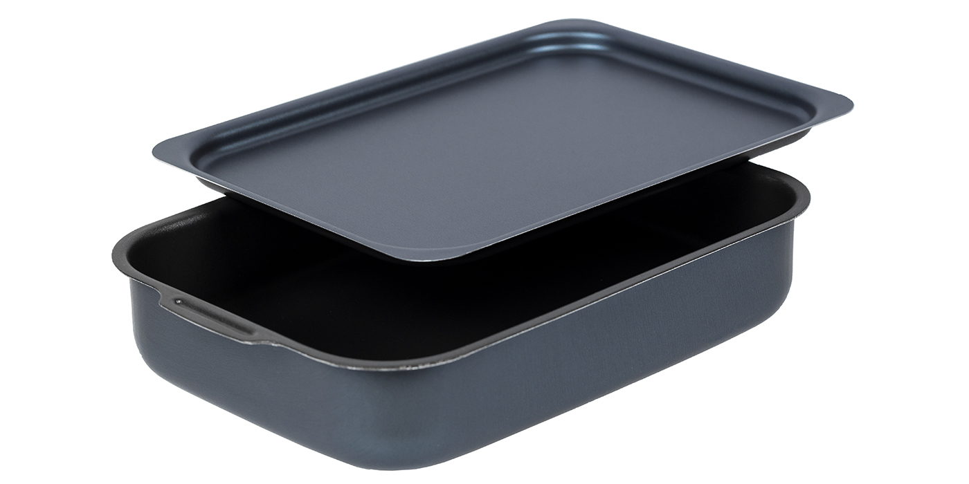 картинка Противень САТИН 270х350мм - 2 ручки, металлическая крышка от торговой марки Калитва ТМ