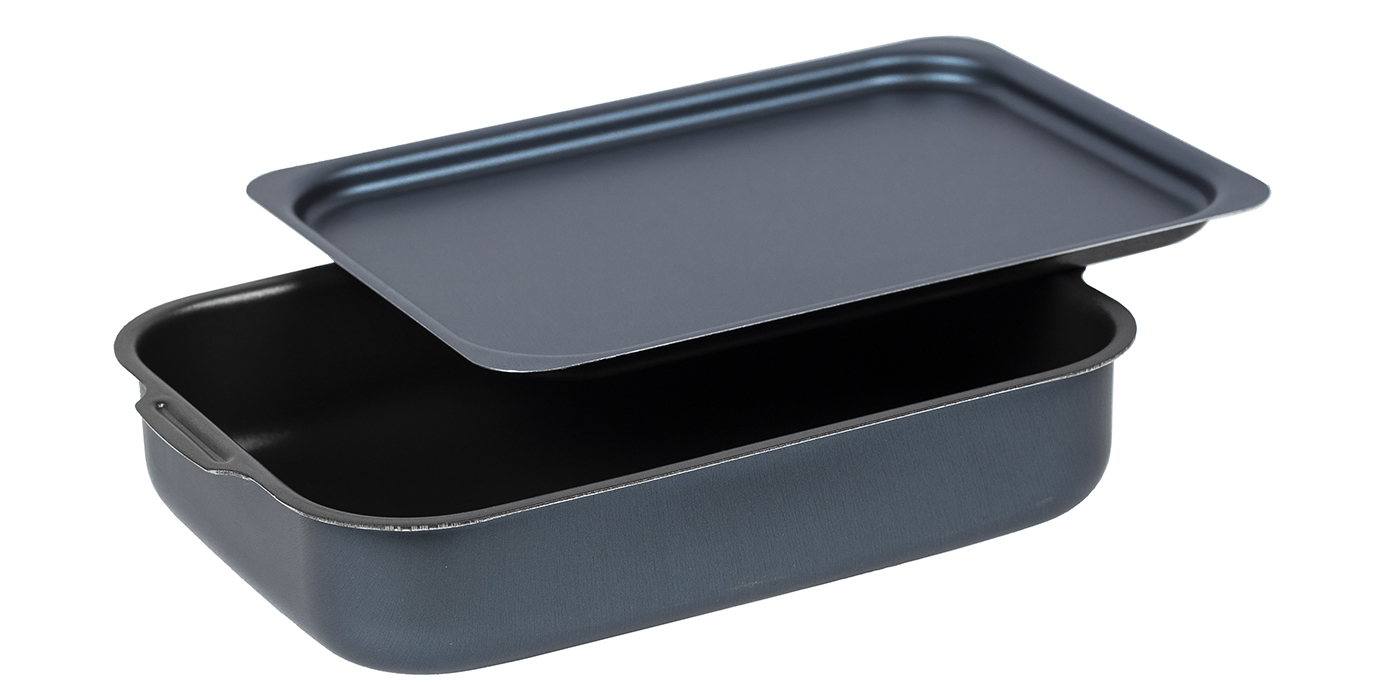 картинка Противень САТИН 190х250мм - 2 ручки, металлическая крышка от торговой марки Калитва ТМ