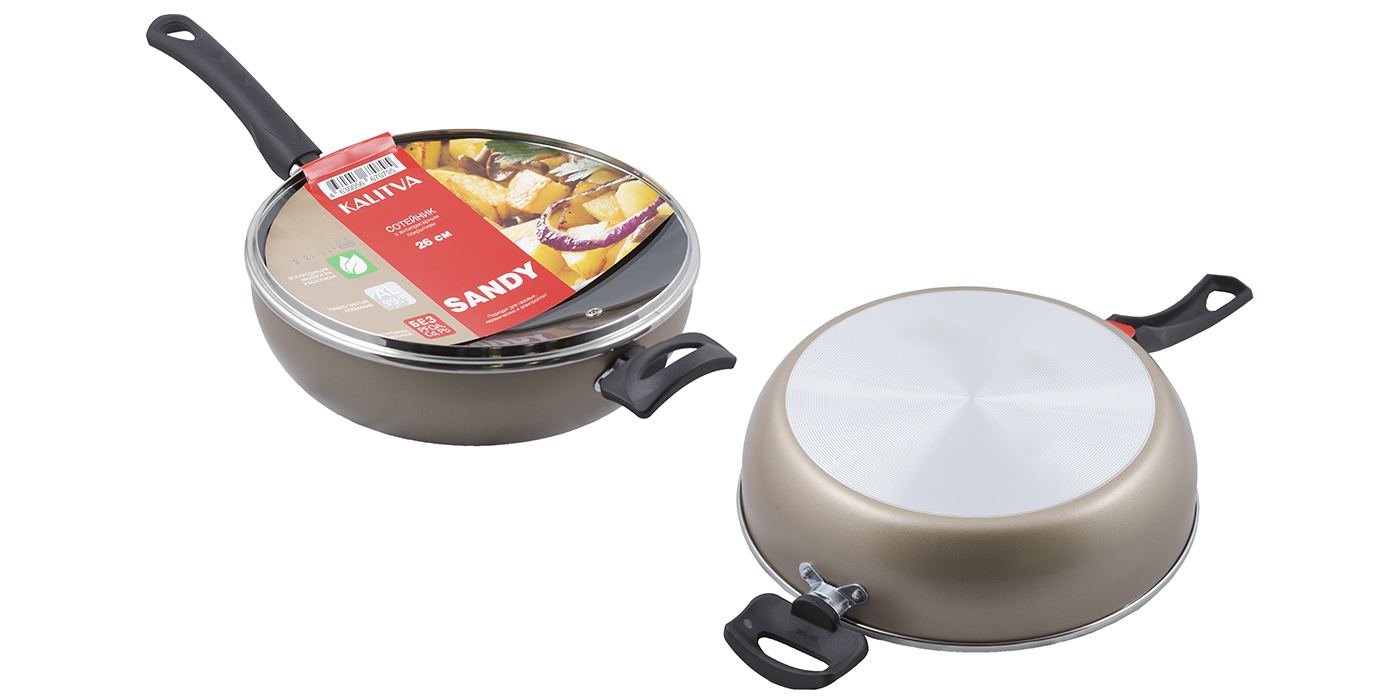 картинка Сотейник Sandy Ø 26 см - 2 ручки, стеклянная крышка от торговой марки Калитва ТМ