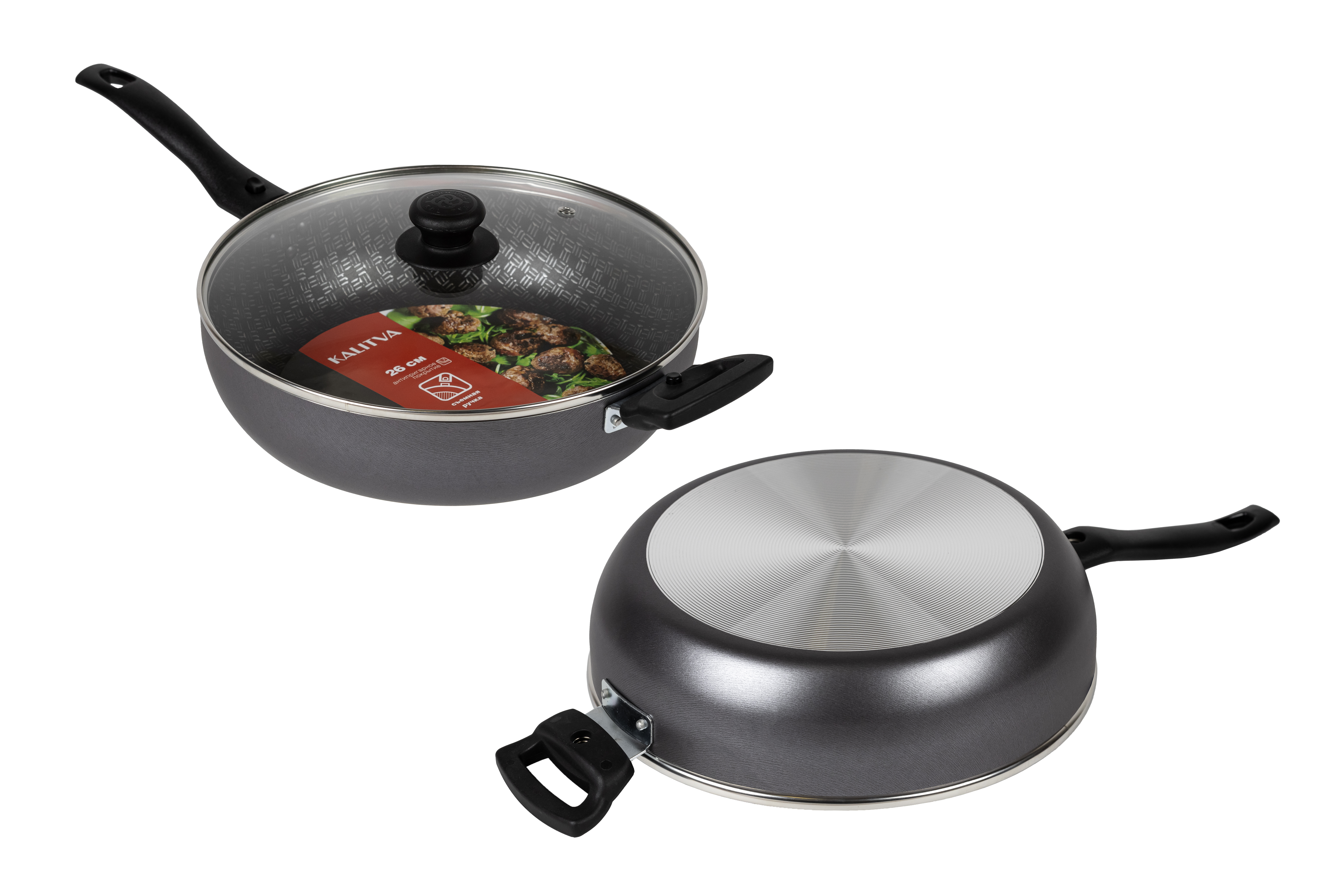 картинка Сотейник LINUM (Лён) Ø 26 см - 2 съемные ручки, стеклянная крышка от торговой марки Калитва ТМ